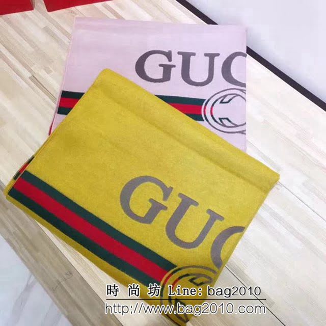 GUCCI古馳 互扣雙G圖案簡約時尚銀色旭日紋羊毛羊絨圍巾 LLWJ6495